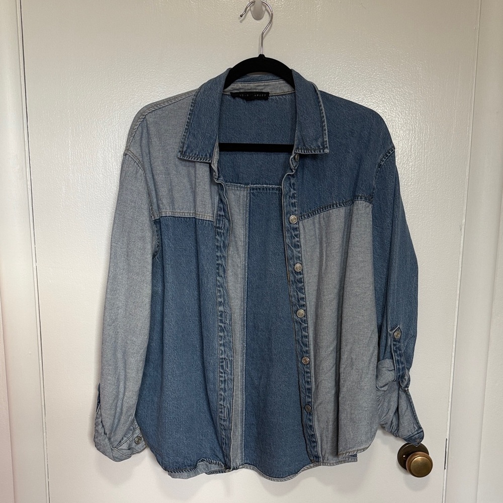Jane and Delancey Blue Denim Button-Up Top